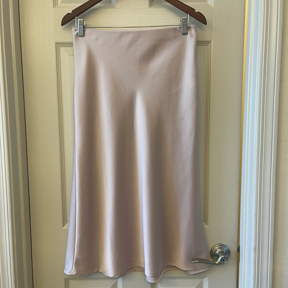 Rachel Zoe satin blush pink midi skirt size 4